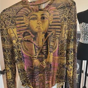 Egyptian Pharaoh Print Sheer Top and pant set
